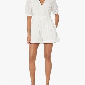 Club Monaco White Eyelet Belted Romper